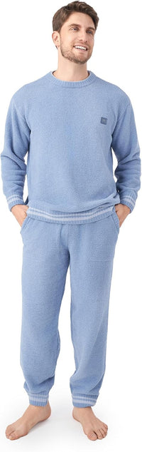 DAVID ARCHY Mens Pajamas Set Ultra-Soft Fleece Pajamas Warm Sleepwear Long Sleeve Lounge Set with Pockets
