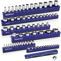 Magnetic Socket Holder Organizer Set: 6-Piece Detachable 1/2 3/8 1/4 Drive Sockets Storage Tray Magnetic Socket Organizer Tool Box Drawer Tool Box Organizers Storage Metric SAE (Sockets Not Included)