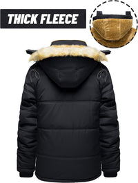 7DAY'S Men's Winter Jacket with Hood Water Repellent Windproof Thicken Parka Winter Coat