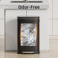 KUK 13 Gallon Kitchen Trash Can with Lid, 50L/13Gal Office Step Garbage Can for Home, Kitchen, Laundry Room, Office, Brushed Stainless Steel, Black