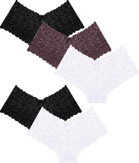 Sexy Underwear Panties for Women Cheeky V Waist Lace Boyshorts Plus Size Underwear Women 5 Pack