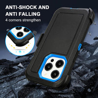 for Black iPhone 16 Pro Case with Belt Clip, for Shockproof iPhone 16 Pro Case Heavy Duty,3 Layers of Sturdy,Anti-Drop,Military-Grade Defender Cover for iPhone 16Pro Case Black