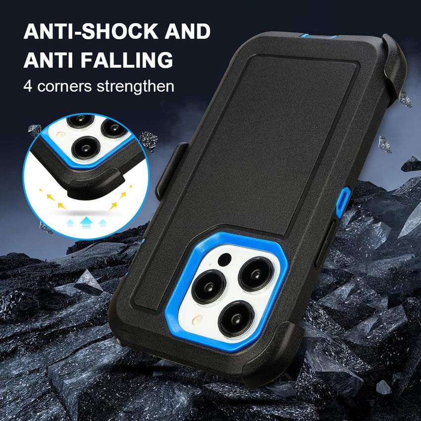 for Black iPhone 16 Pro Case with Belt Clip, for Shockproof iPhone 16 Pro Case Heavy Duty,3 Layers of Sturdy,Anti-Drop,Military-Grade Defender Cover for iPhone 16Pro Case Black