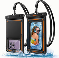 UNBREAKcable Floating Waterproof Phone Pouch 2 Pack, IPX8 Waterproof Phone Case Dry Bag Kayak/Beach/Cruise Travel Essentials, Water Proof Pouch for iPhone 17 16 15 Pro Max, Samsung S25 Ultra S24-7"