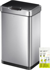 EKO Mirage-T 50 Liter / 13.2 Gallon Touchless Rectangular Motion Sensor Trash Can, Brushed Stainless Steel Finish