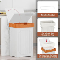 Function Home Trash Can Cabinet, 13 Gallon Kitchen Garbage Can, Wooden Recycling Trash Bin, Dog Proof Trash Can, Trash Cabinet with Lid for Home Kitchen Bathroom, White