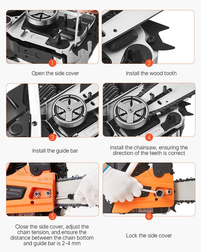 VEVOR 20inch 62CC Gas Powered Chainsaw, 3.8 HP 2 Stroke Engine Gas Power Chainsaws with Non-Slip Handle, Gas Chainsaws with Dual Fuel Tanks, For Wood Cutting, Tree Trimming, and Land Clearing