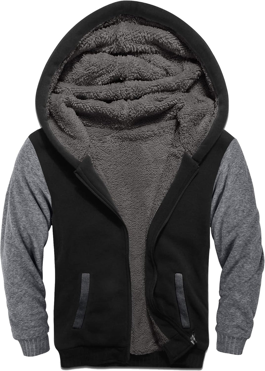 SWISSWELL Hooded Jacket for Boys Full Zip Ultra Soft Sherpa Fleece Hoodie Sweatshirt for Kids School Hooded Outerwear