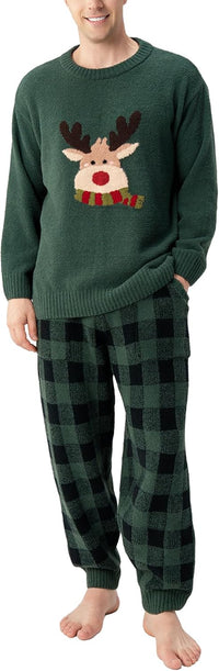 DAVID ARCHY Mens Pajamas Set Ultra-Soft Fleece Pajamas Warm Sleepwear Long Sleeve Lounge Set with Pockets
