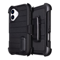 Black for iPhone 16 Case with Belt Clip Holster, Heavy Duty Rugged Military Grade Shockproof Case for iPhone 16 Case Protective Cover with Kickstand 6.1 Inch