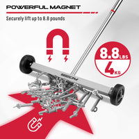 Magnet Sweeper Magnetic Nail Roller: 17-Inch Heavy Duty Magnet Nail Pickup Rolling Tool with Telescoping Adjustable Handle 8.8-Pound Capacity Ideal for Workshop Garage Yard Construction Cleanup