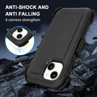 for Black iPhone 15 Case with Belt Clip, Shockproof Heavy Duty Rugged, 3 Layers of Sturdy,Anti-Drop, Military-Grade Defender Cover for iPhone 15 Case Black