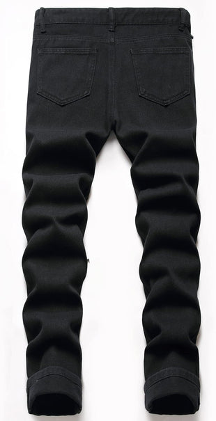 Boy's Skinny Fit Ripped Destroyed Distressed Stretch Slim Jeans Pants