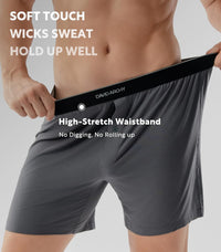 DAVID ARCHY Ultra Soft Modal Boxers for Men, Silky Stretchy Boxer Shorts, Breathable Loose Men's Underwear for Sleep 4 Pack