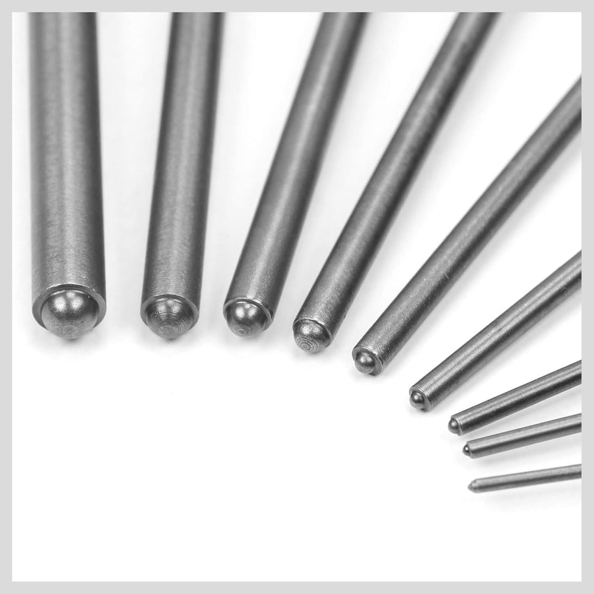 9-Piece Roll Pin Punch Set - Fast Pin Removal - Durable Steel & Construction - For Automotive, Firearm Maintenance, Watch, Jewelry & Craft Repair - Knurled Grip - Versatile Sizes