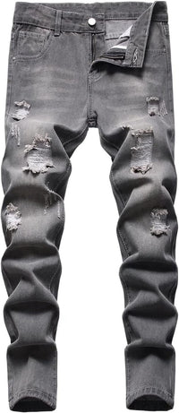 HENGAO Boy's Distressed Ripped Skinny Jeans
