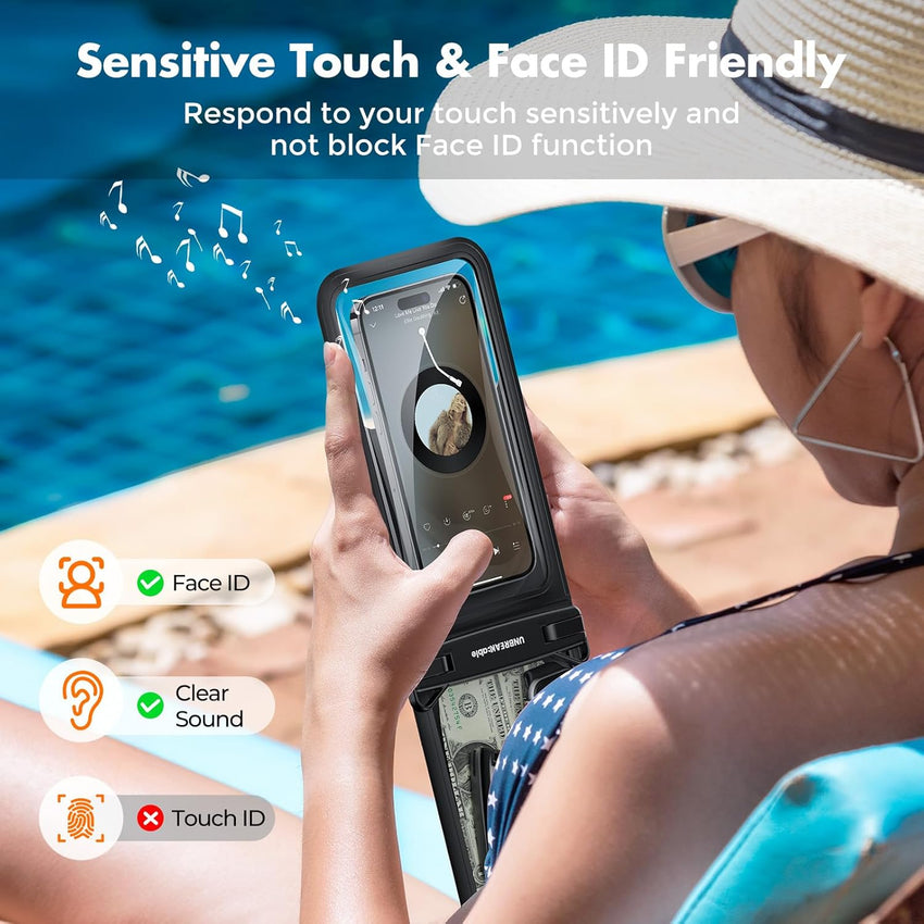 UNBREAKcable IPX8 Waterproof Phone Pouch 2-Pack, Double Space Waterproof Phone Case for iPhone 15 16 Pro Max up to 7", Cellphone Dry Bag with Lanyard for Vacation Beach Kayak Cruise Travel Essentials