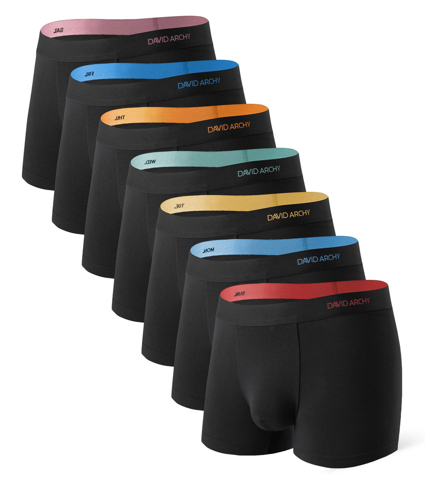 DAVID ARCHY Mens Underwear Rayon Made from Bamboo 7-Pack, Wicking-Moisture & Cool Boxer Briefs with Support Pouch