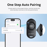 ATUMTEK Camera Remote Shutter for iPhone and Android Smartphones (2 Pack), Wireless Phone Remote Control Selfie Button for Photos and Videos (Bluetooth 5.2), Wrist Strap Included, Black Stylish