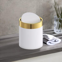 Mini Trash Can with Lid, Metal Small Tiny Mini Trash Bin Can, Mini Countertop Trash Cans for Desk Car Office Kitchen, Swing Top Trash Bin 1.5 L/0.40 Gal (White)