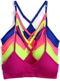 Kalon Women’s 4 Pack Racerback Sports Bralette Seamless Wireless Comfort Bra