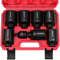 29-Piece 1/2" Drive Impact Socket Set, SAE (3/8 to 1 inch) and Metric (10-24mm) Sizes with Extension Bars Standard Deep Socket Set CR-V Material High Durability Impact Wrench