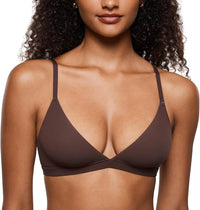 INLYRIC Women's Inbarely Triangle Bralette Plunge Unlined Seamless Bra No Underwire Sexy Comfortable Everyday