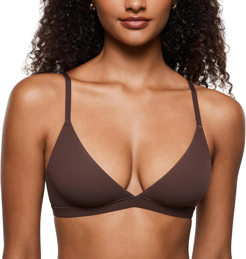INLYRIC Women's Inbarely Triangle Bralette Plunge Unlined Seamless Bra No Underwire Sexy Comfortable Everyday
