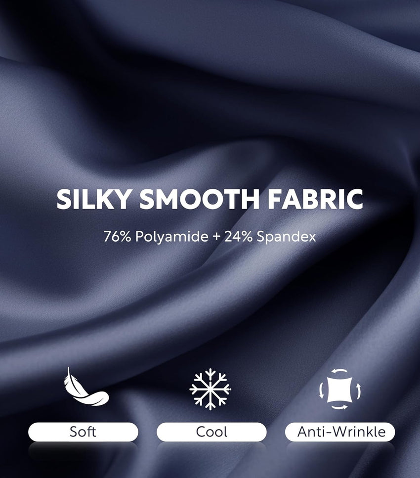 DAVID ARCHY Stretch Satin Boxers for Men, Silk Feeling Boxer Shorts, Breathable Loose Men's Underwear for Sleep 3 Pack