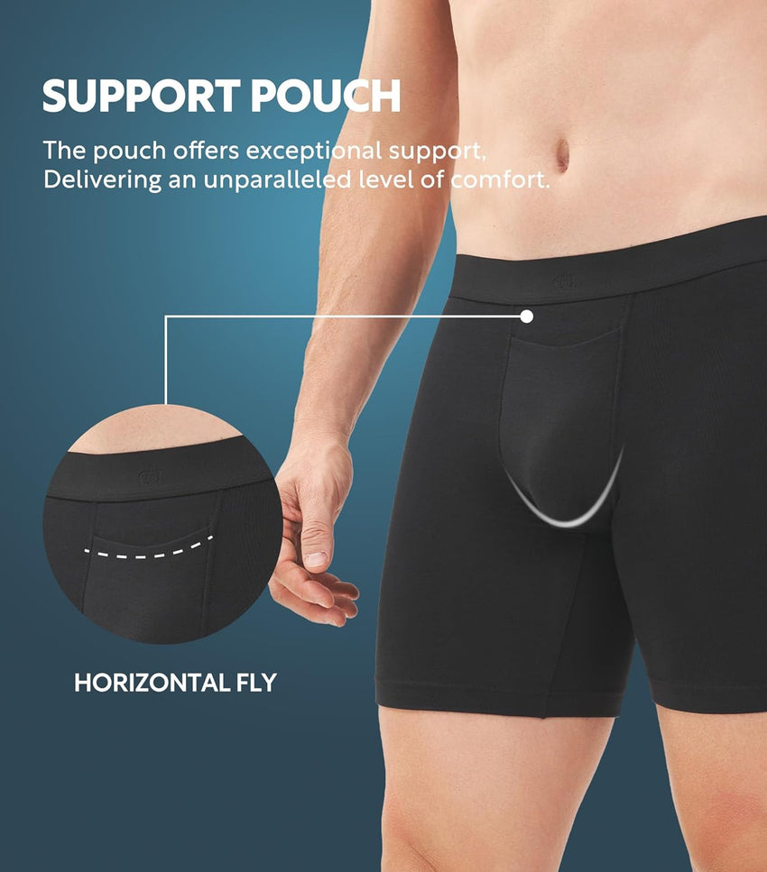 DAVID ARCHY Mens Underwear Cotton Boxer Briefs with Pouch Ultra Moisture Wicking Breathable Soft with Horizontal Fly 3 Pack
