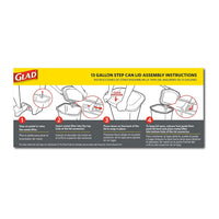 Glad 2 Pack 13 Gal Trash Can | Plastic Kitchen Waste Bin with Odor Protection of Lid | Hands Free with Step On Foot Pedal and Garbage Bag Rings, White