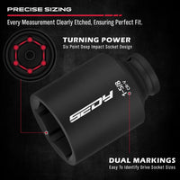 29-Piece 1/2" Drive Impact Socket Set, SAE (3/8 to 1 inch) and Metric (10-24mm) Sizes with Extension Bars Standard Deep Socket Set CR-V Material High Durability Impact Wrench