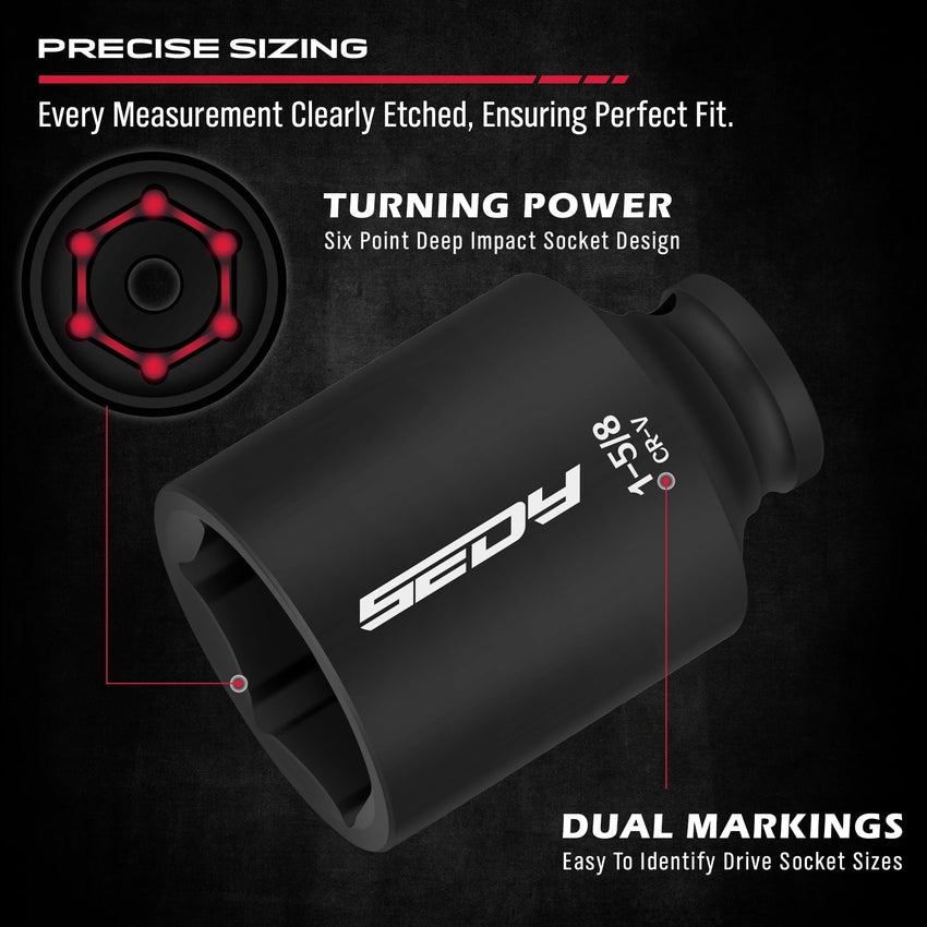 29-Piece 1/2" Drive Impact Socket Set, SAE (3/8 to 1 inch) and Metric (10-24mm) Sizes with Extension Bars Standard Deep Socket Set CR-V Material High Durability Impact Wrench