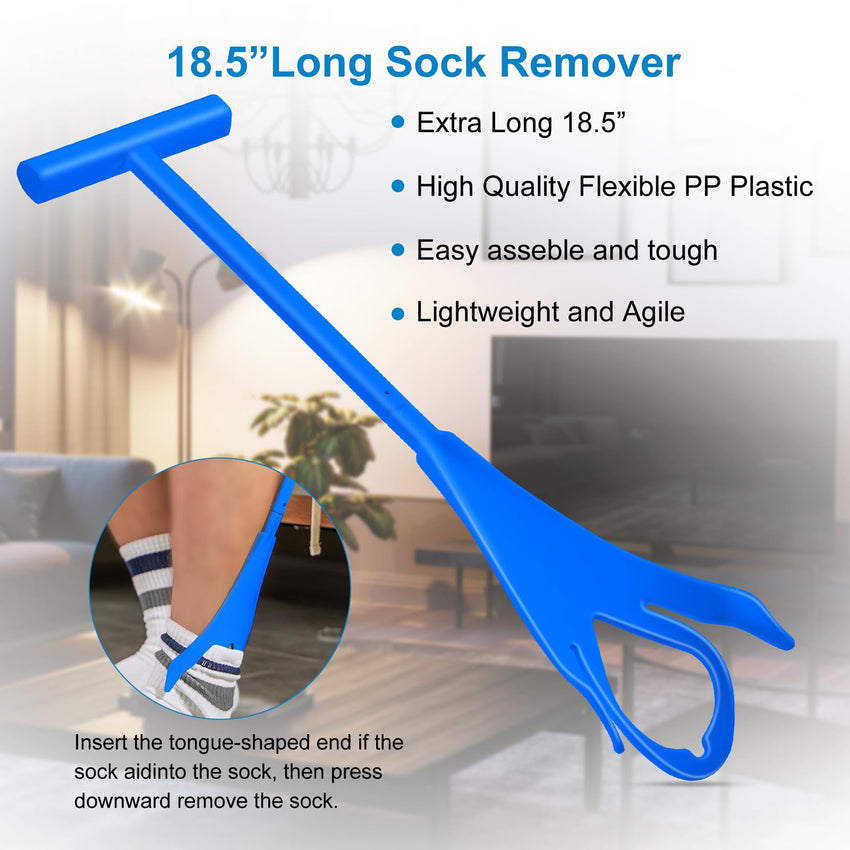 Jellas Sock Aid Kit, Flexible Sock Aid Device with Long Rope - Sock Puller aid Easy on and Off Device for Putting On and Removing Socks or Stockings, Sock Helper for Independence and Comfort (White)