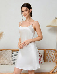 THXSILK Women's Silk Nightgown, 100% Real 19 Momme Mulberry Silk Sleepwear Round Neck Spaghetti Strap Chemise Nightdress
