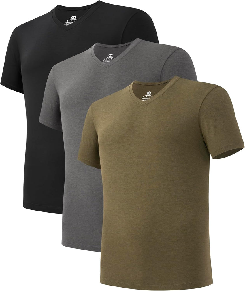 DAVID ARCHY Men's Undershirt Bamboo Rayon Moisture-Wicking V-Neck T-Shirts Stretch Tees for Men, 3 or 5 Pack