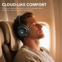 1Mii Y8+ Noise Cancelling Headphones Bluetooth, Wireless LDAC Hi-Res Audio, Custom EQ via App, 75H Playtime, Comfort Fit, Over Ear Headphones Foldable for Airplane Travel Home Office Black