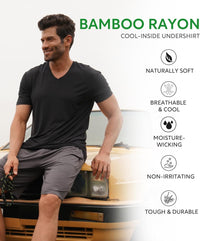 DAVID ARCHY Men's Undershirt Bamboo Rayon Moisture-Wicking V-Neck T-Shirts Stretch Tees for Men, 3 or 5 Pack