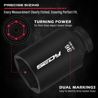 29-Piece 1/2" Drive Impact Socket Set, SAE (3/8 to 1 inch) and Metric (10-24mm) Sizes with Extension Bars Standard Deep Socket Set CR-V Material High Durability Impact Wrench