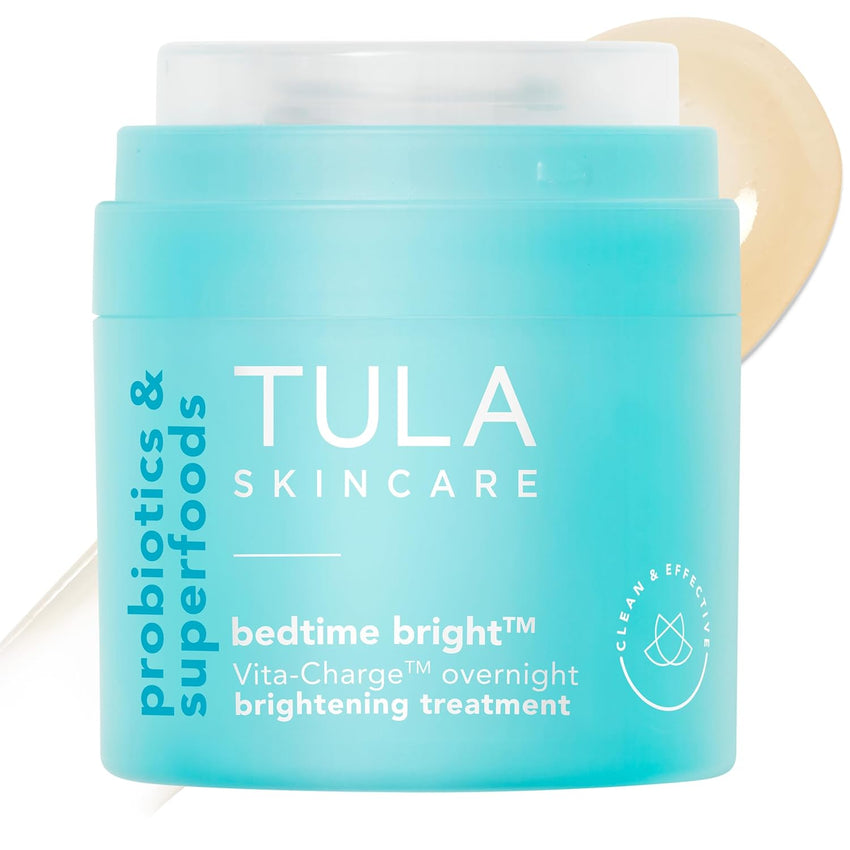TULA Skin Care Bedtime - Bright Vita-Charge™ Overnight Brightening Treatment, Vitamin C & Niacinamide help Even Skin Tone & Texture, 1.7fl oz