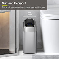 EKO Astro Slim Sensor Trash Can, 10L / 2.6 Gallon Touchless Garbage Bin with Soft-Close Butterfly Lid, Motion Sensor Stainless Steel Trash Can for Bathroom, Kitchen and Office, Waterproof
