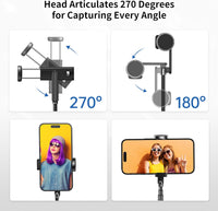 ATUMTEK Selfie Stick Tripod, 3-in-1 Extendable Aluminum Phone Tripod with Detachable Bluetooth Remote, Compatible with iPhone 17/16/15/14/13/12/11/11 Pro/XS Max/XR and Samsung Smartphones, Black