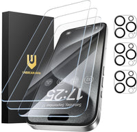 UNBREAKcable iPhone 16 Pro Max Screen Protector 3-Pack, 3 Tempered Glass + 3 Camera Lens Protectors, 9H Hardness, HD Clarity, Anti-Fingerprint, Case Friendly, 6.9 Inch