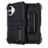 Black for iPhone 16 Case with Belt Clip Holster, Heavy Duty Rugged Military Grade Shockproof Case for iPhone 16 Case Protective Cover with Kickstand 6.1 Inch