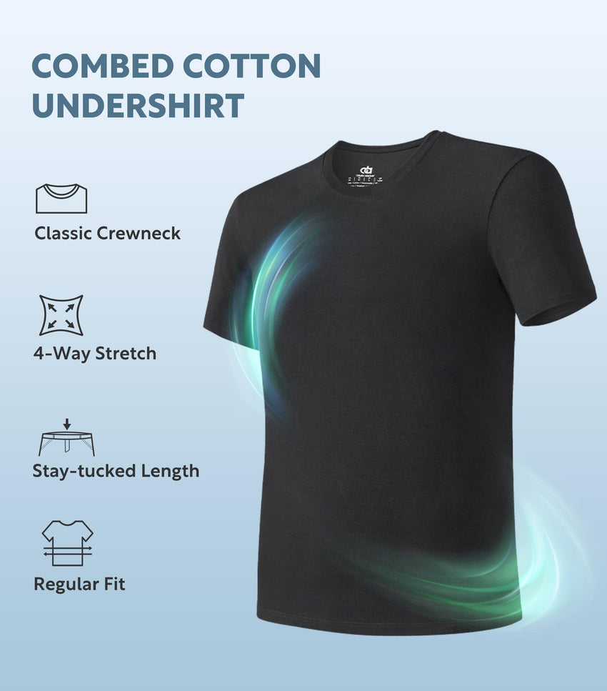 DAVID ARCHY Men's Undershirts Combed Cotton T-Shirt Soft Moisture-Wicking Undershirt Crew Neck or V Neck Tees 3 Pack