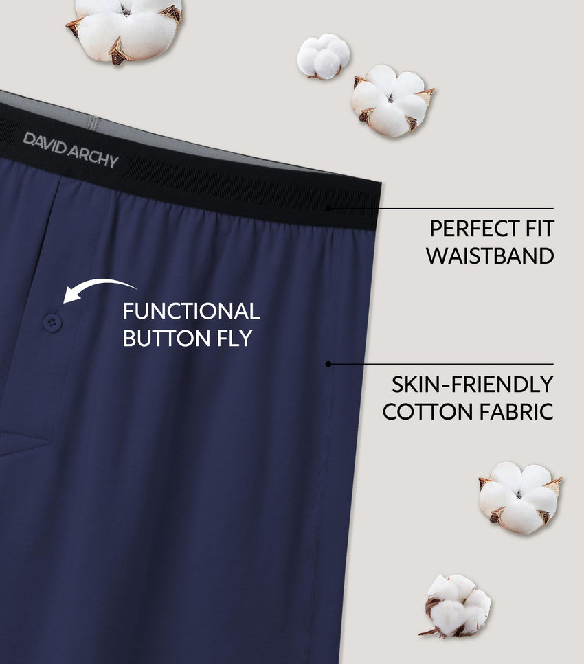 DAVID ARCHY Combed Cotton Boxers for Men Soft Underwear Mens Boxers Knit Boxer Shorts for Men Pack
