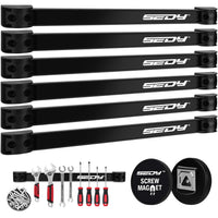 48" Heavy Duty Garage Wall Organizer, Wall Mount Tool Storage Rack with Adjustable Hooks, Garden Tool Organizer Hold Up to 300lbs, Easy Installation (3 Panels, 8 Hooks, 3 Straps)