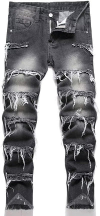 HENGAO Boy's Distressed Ripped Skinny Jeans