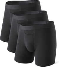 DAVID ARCHY Mens Underwear Cotton Boxer Briefs with Pouch Ultra Moisture Wicking Breathable Soft with Horizontal Fly 3 Pack