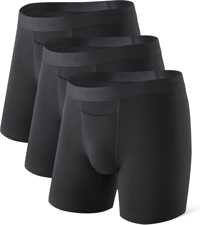 DAVID ARCHY Mens Underwear Cotton Boxer Briefs with Pouch Ultra Moisture Wicking Breathable Soft with Horizontal Fly 3 Pack